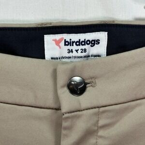 Birddogs Pants Men 34 x 26 Khaki Chino Stretch Zip Pocket Golf Performance (28")